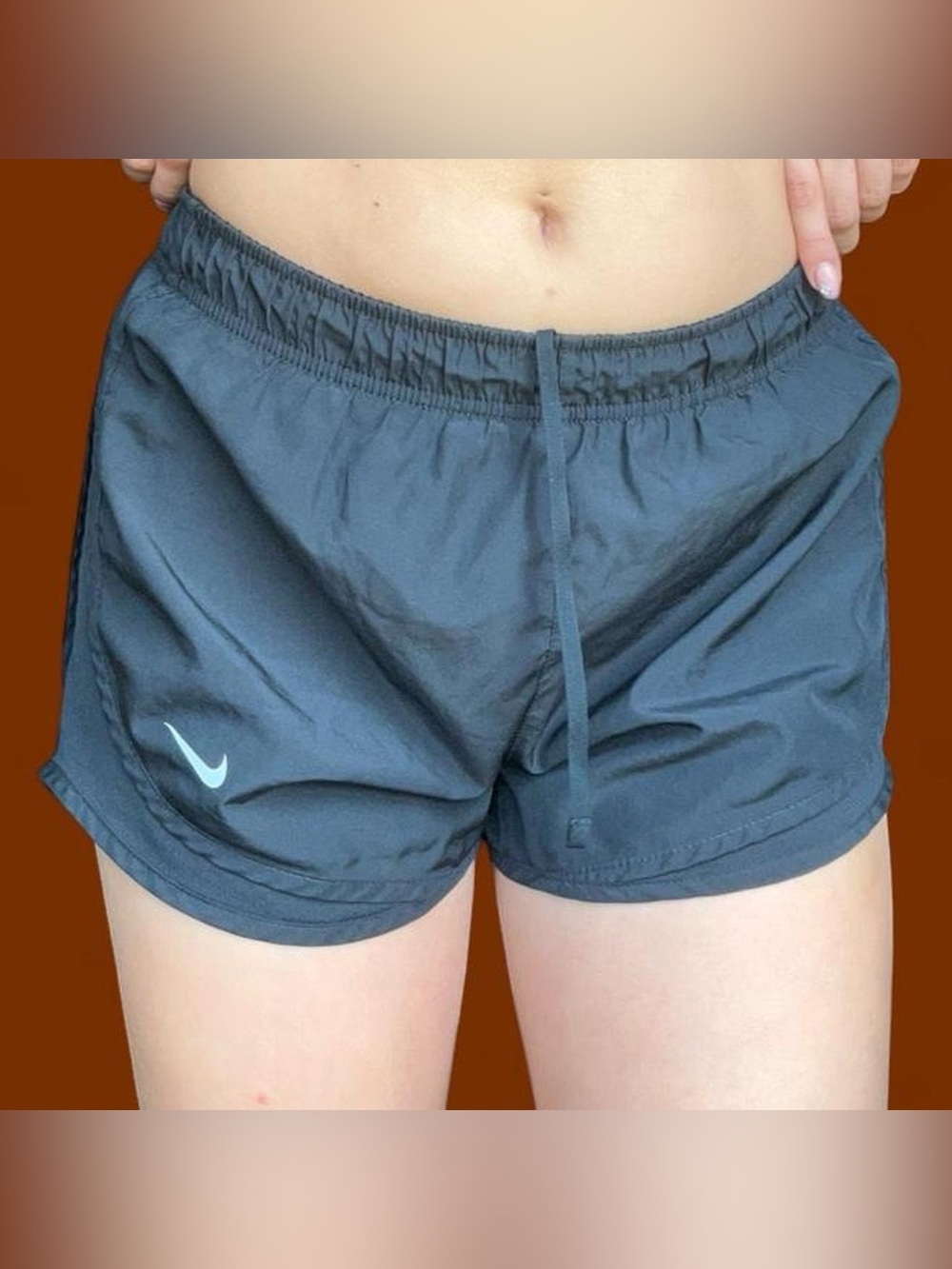 Nike Women's Dark Gray Athletic Running Shorts with Swoosh